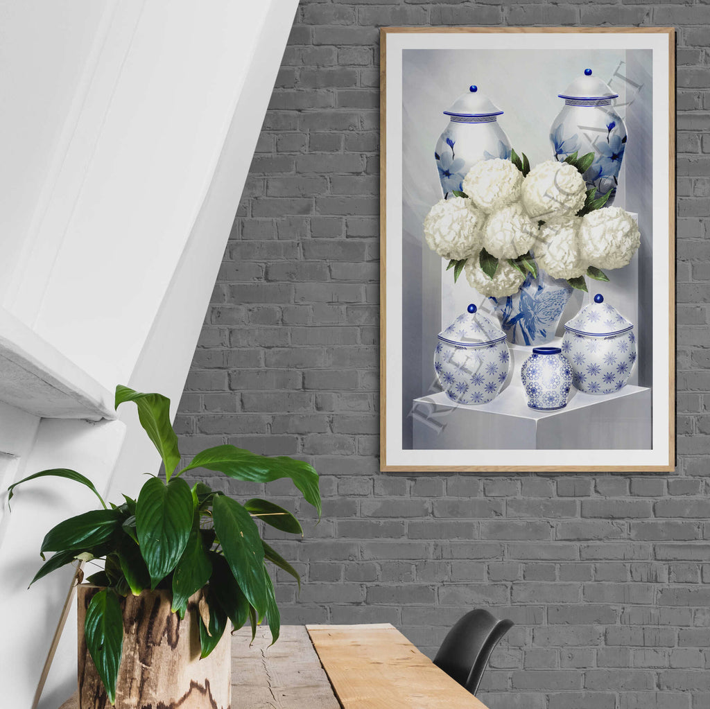 Hamptons Wall Art - Flowers and ginger jars prints - Flora Collection