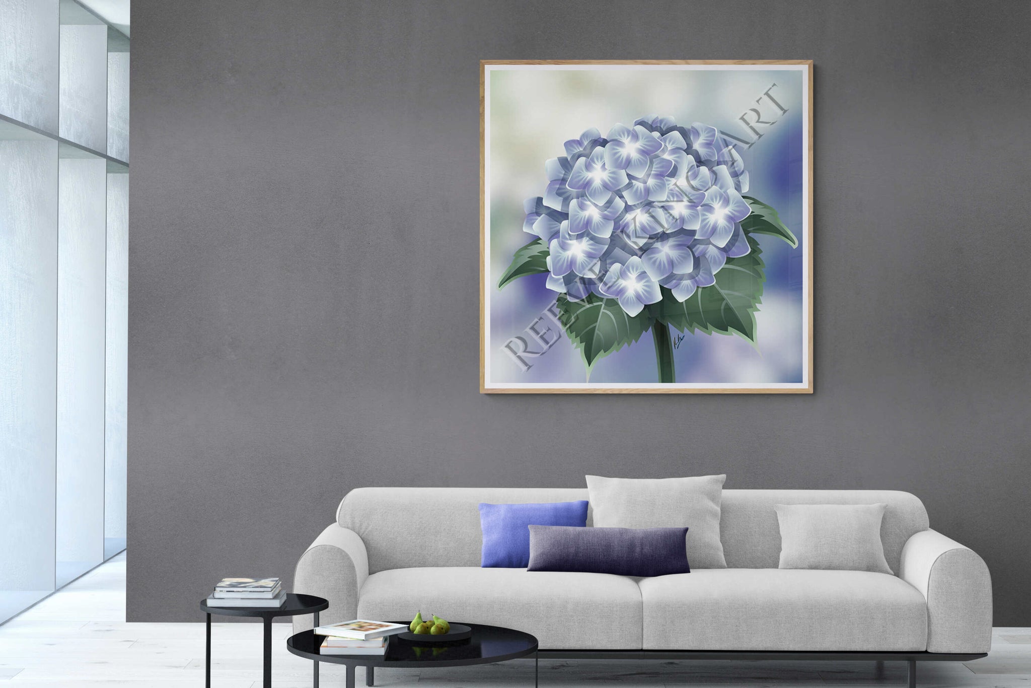 Hydrangea Print  - French Country Hamptons Coastal by artist Reeve King