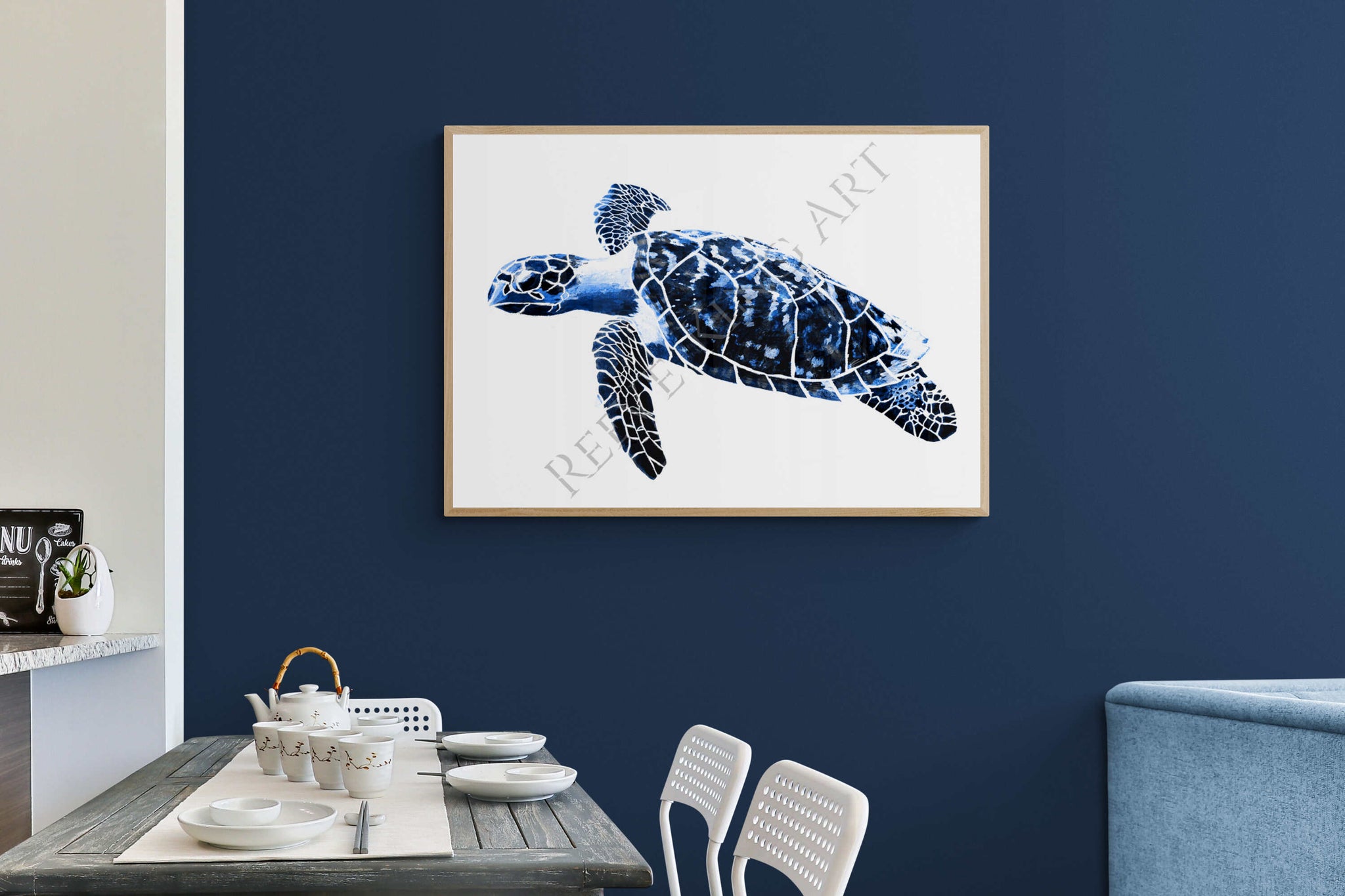 Hamptons Turtle Print - Coastal Farmhouse Nautical by Australian artist Reeve King