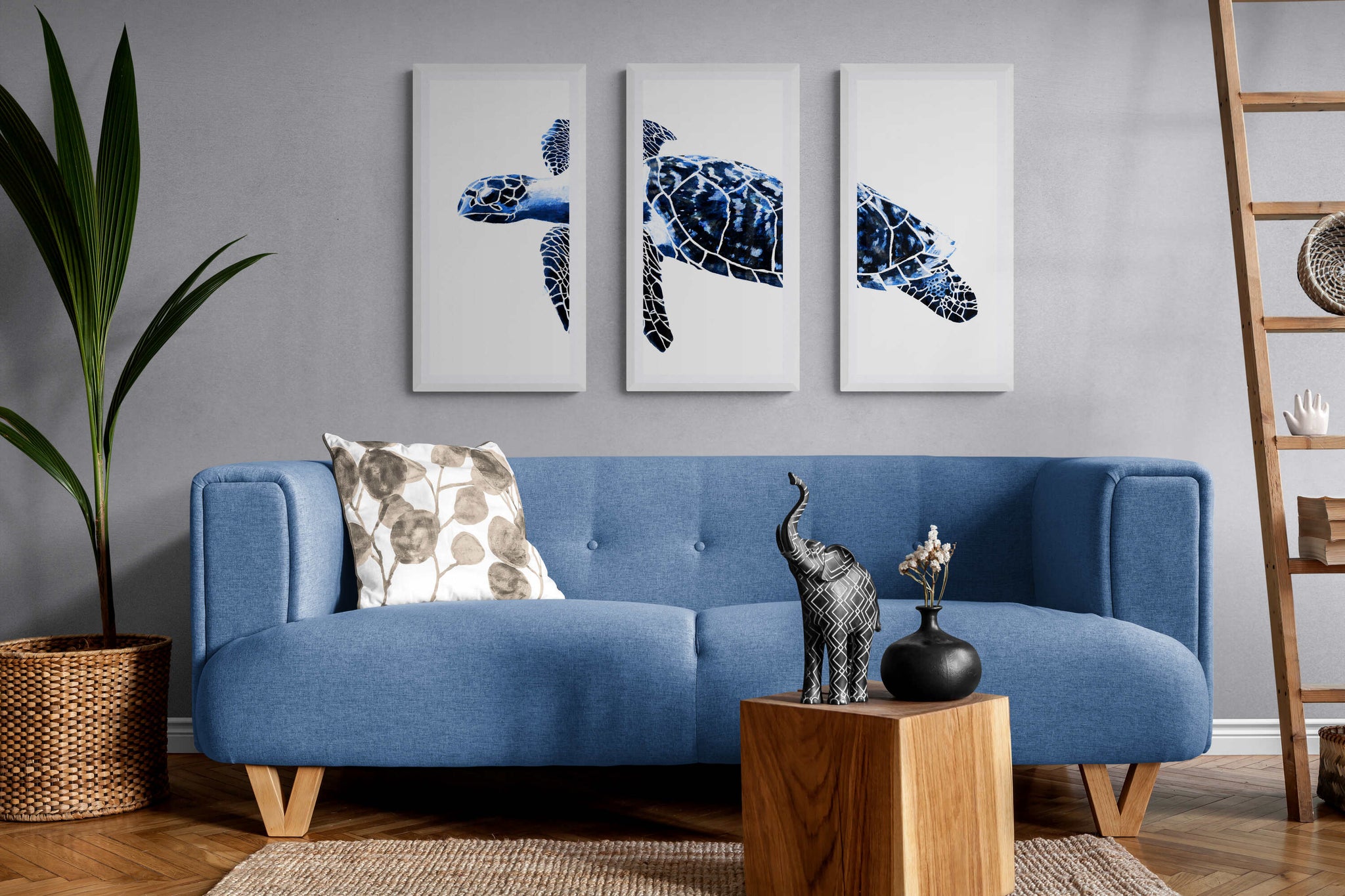 Turtle Triptych prints Hamptons Coastal Nautical Wall prints by Australian artist Reeve King
